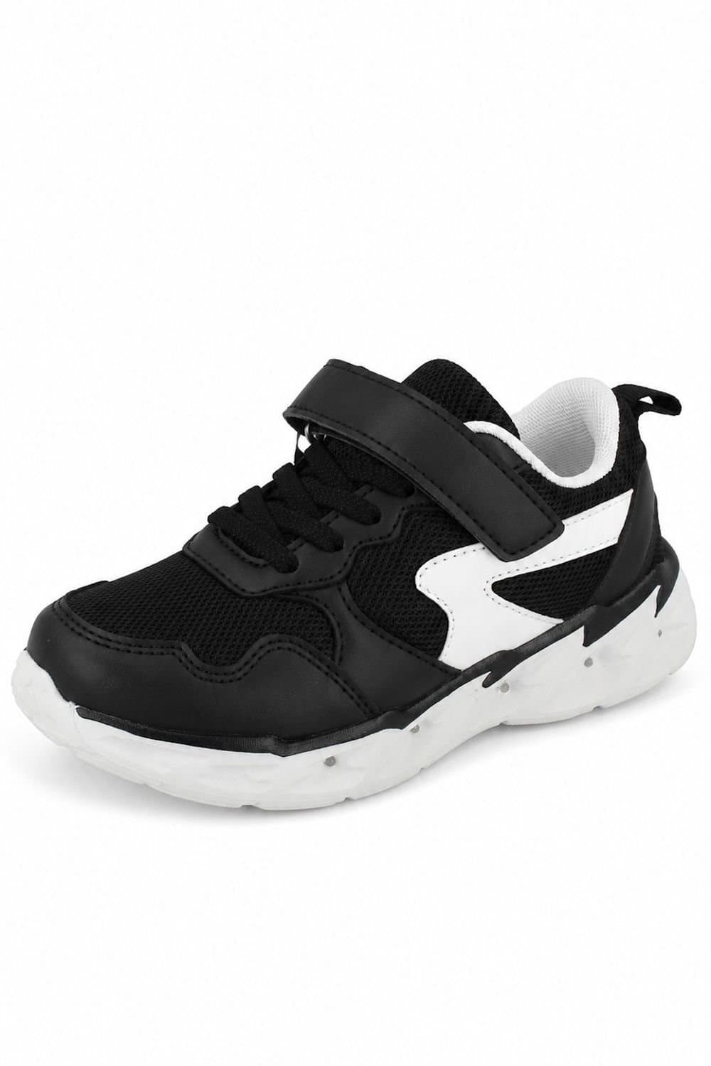 JCDees JCDees Men's Touch Fastening Light Up Trainers in Jet Black