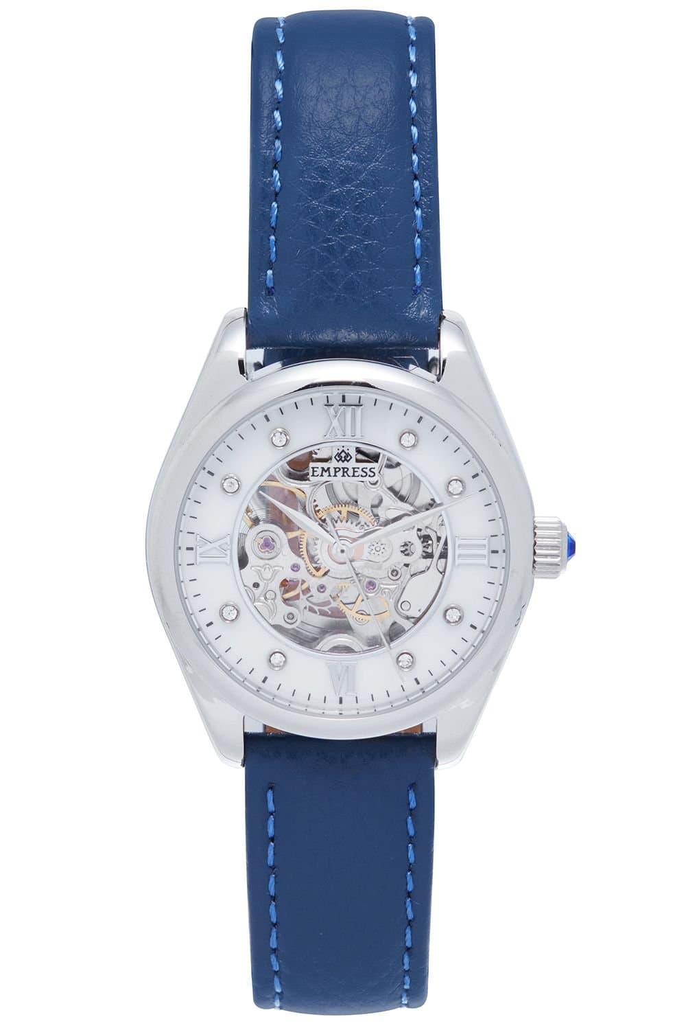 Empress Empress Women's Magnolia Automatic MOP Skeleton Dial Leather-Band Watch in Blue
