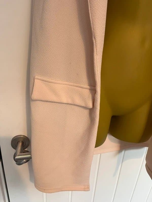 New Look Peach coral textured pattern print collared open cardigan blazer waistcoat jacket