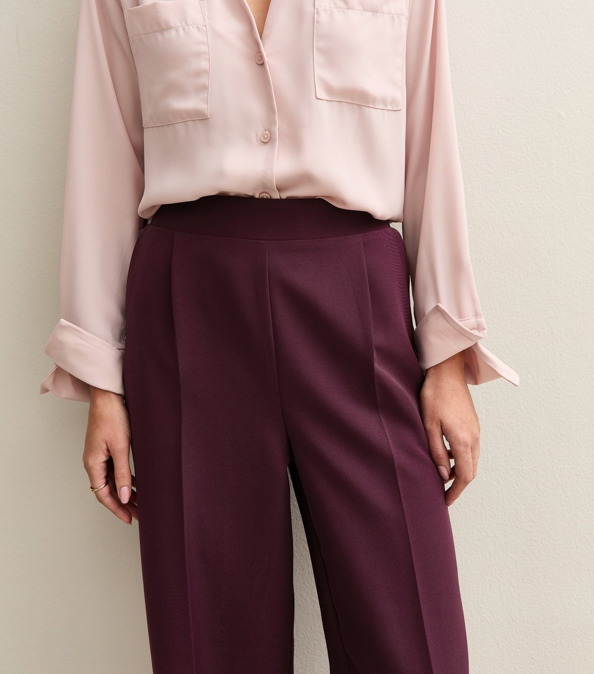 New Look Women's Burgundy Pull On Wide Leg Trousers New Look - 2