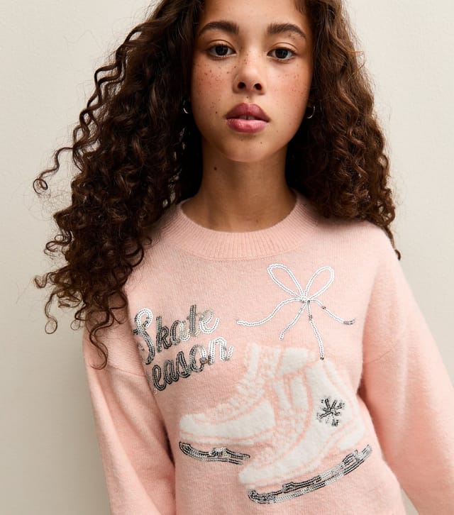 New Look Girls' Mid Pink Sequin Skate Season Jumper New Look - 2