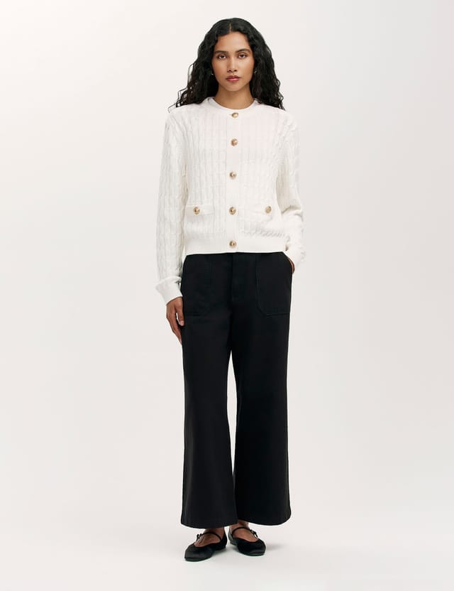 Finery London Finery London Women's Elaine Round Neck Knitted Cardigan in Natural White - 2