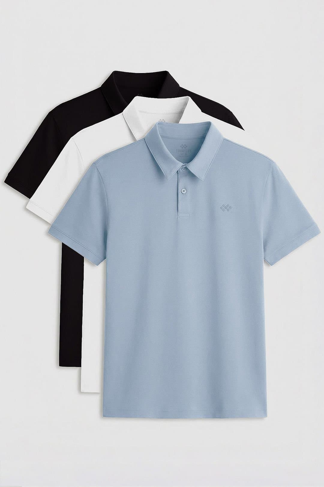 Tommy Life Tommy Life Men's Cotton-Blend Polo T-Shirt in Baby Blue