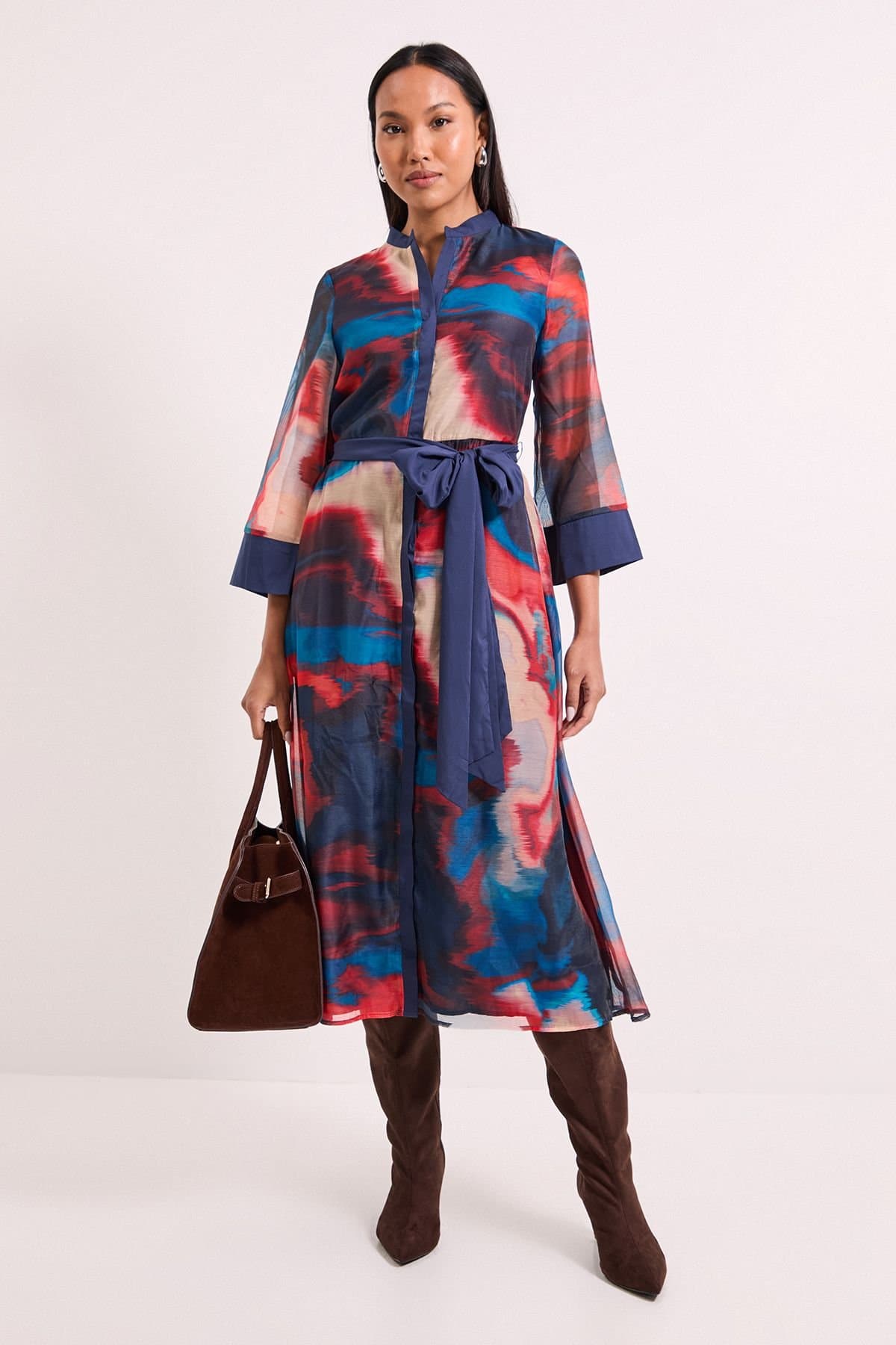 Wallis Wallis Women's Geo Organza Contrast Shirt Dress