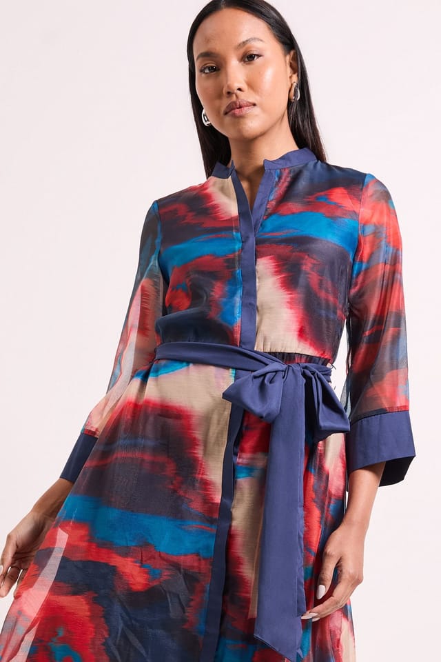 Wallis Wallis Women's Geo Organza Contrast Shirt Dress - 2