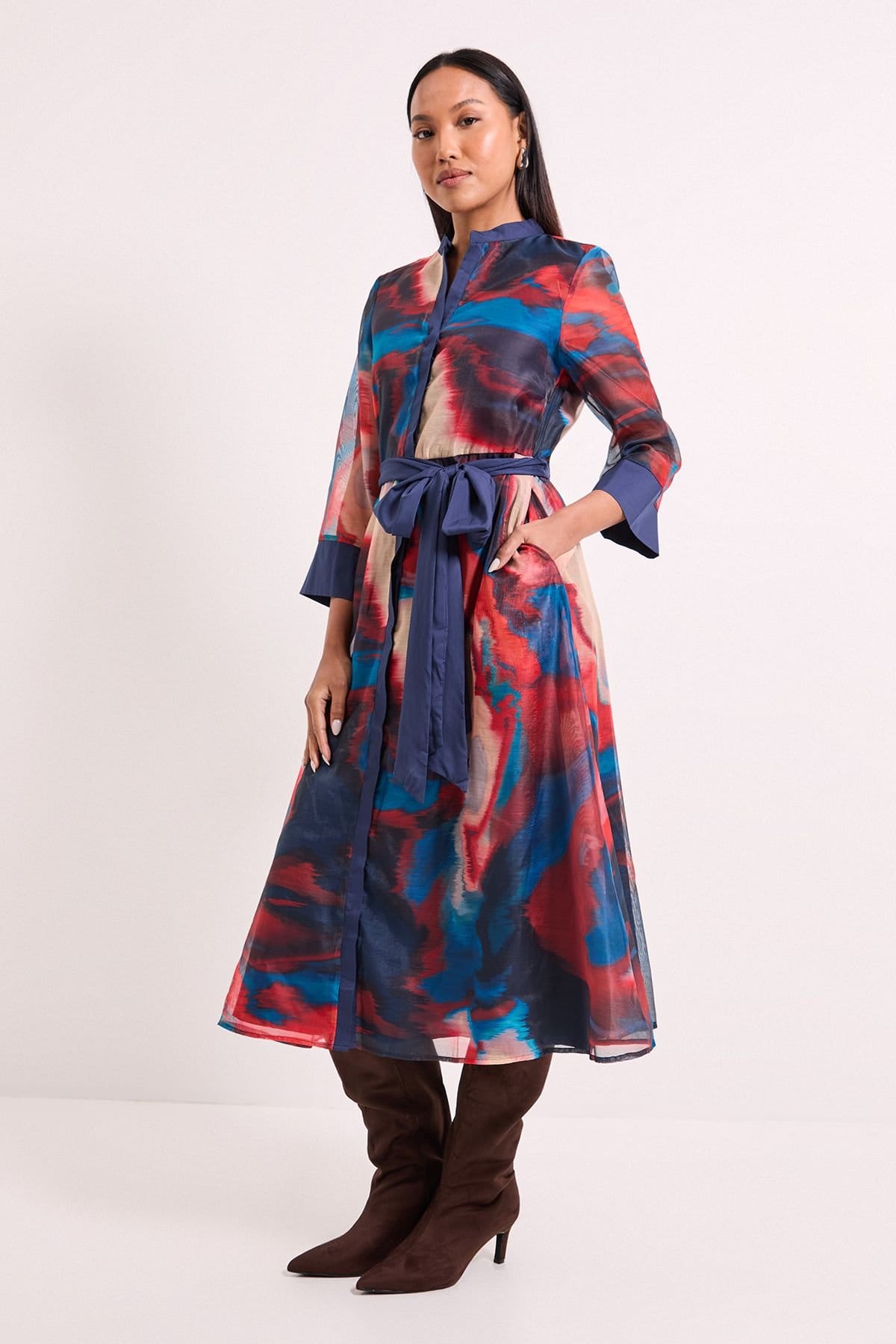 Wallis Wallis Women's Geo Organza Contrast Shirt Dress - 4
