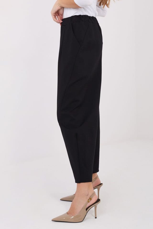 Love Lace Love Lace Women's High Waisted Tapered Trousers with Pockets in Black - 3