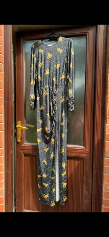 Never Fully Dressed Never fully dressed tiger print extremely long maxi dress size 12
