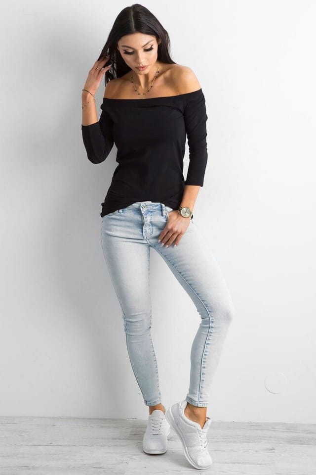 Love Lace Love Lace Women's Spanish Style Blouse with 3/4 Sleeves in Black - 2