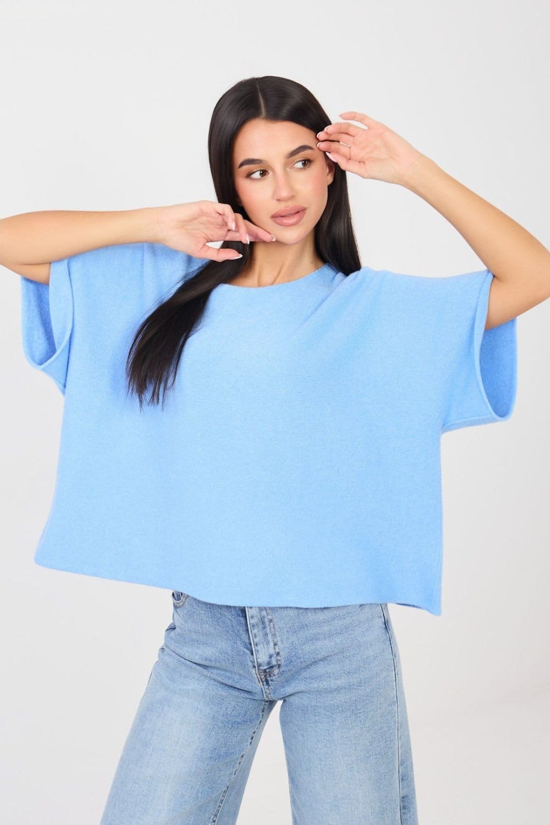 Love Lace Blue Oversized Reversible Viscose Sweater