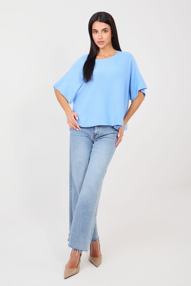Love Lace Love Lace Women's Oversized Reversible Viscose Sweater for Work in Blue - 2