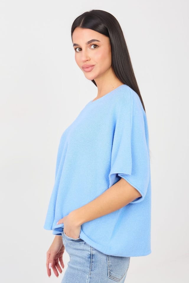 Love Lace Love Lace Women's Oversized Reversible Viscose Sweater for Work in Blue - 3
