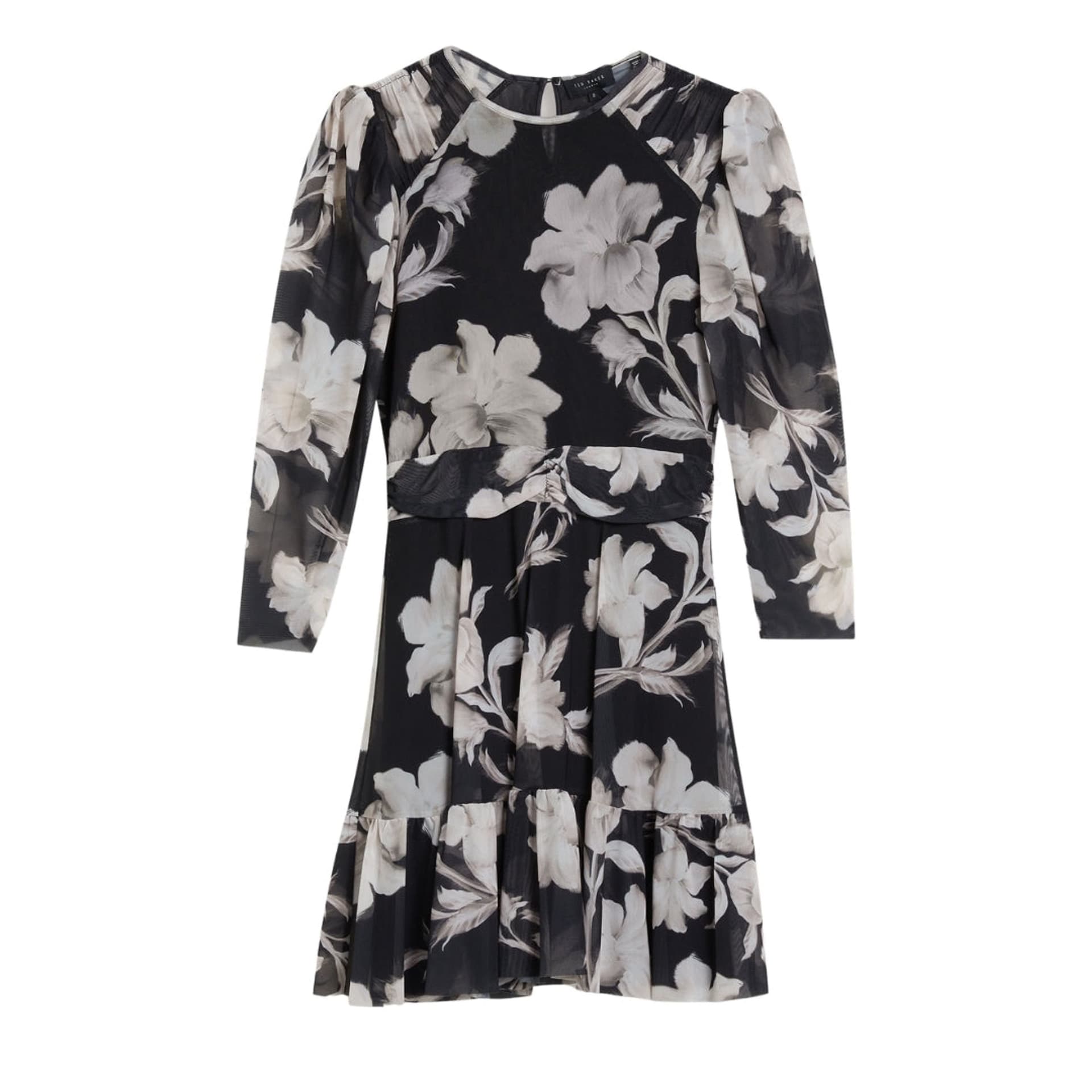 Ted Baker Ted Baker Women's Carmel Long Sleeve Round Neck Regular Fit Mini Dress in Black