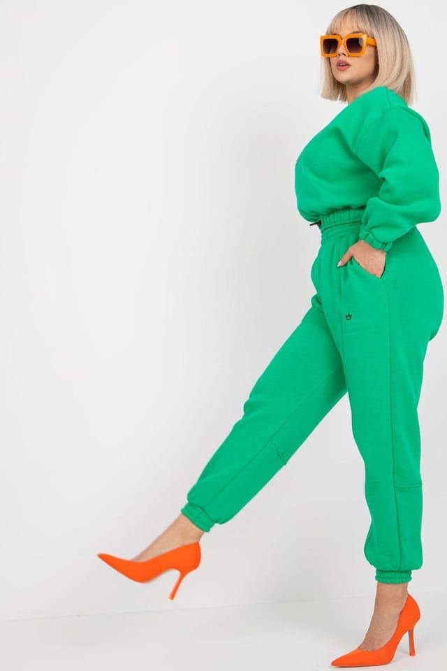 Love Lace Love Lace Women's Everyday Crew Sweatshirt Pant Set in Green - 2
