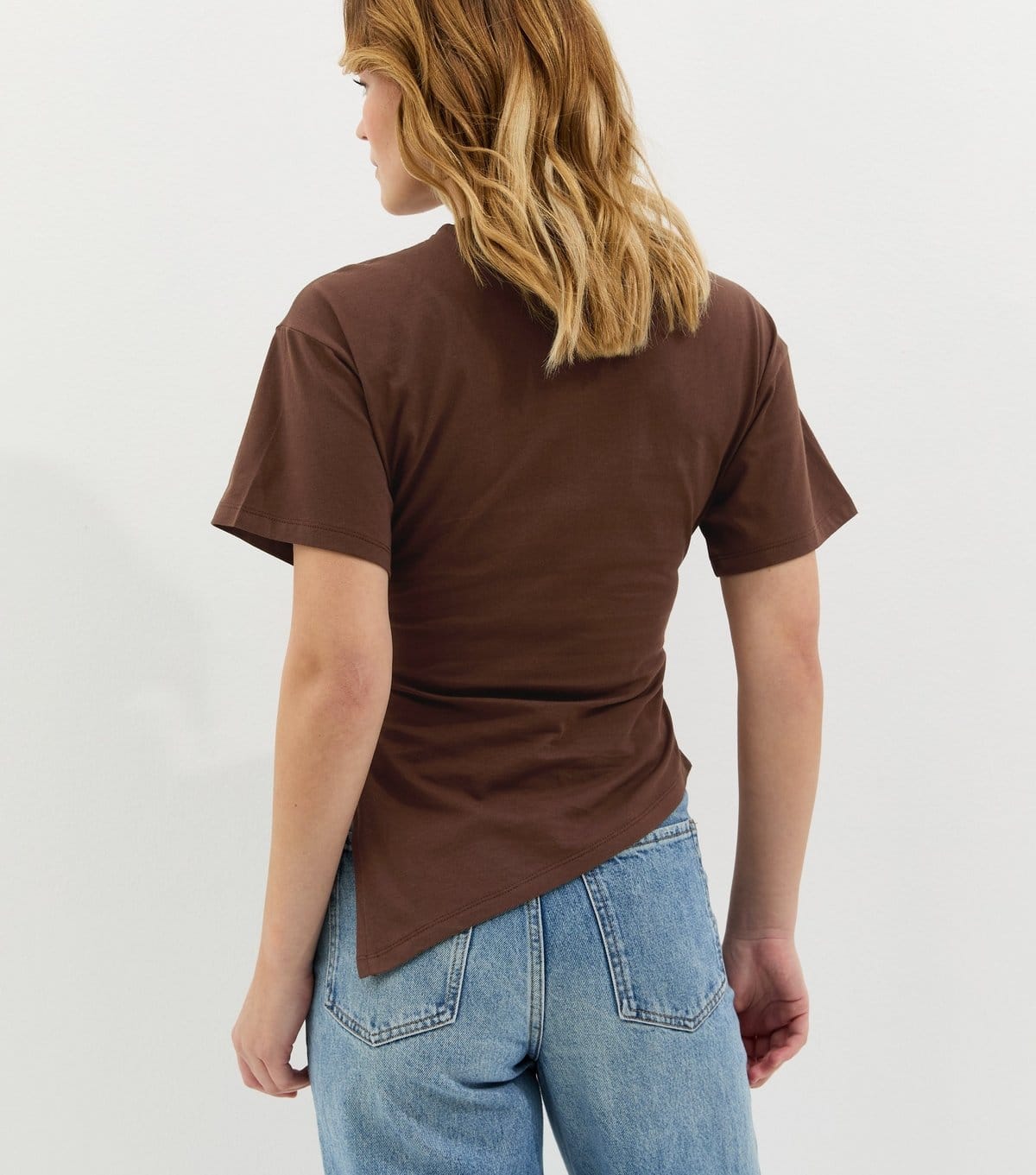 New Look Women's Dark Brown Asymmetric Split Hem Corset T-Shirt New Look - 4