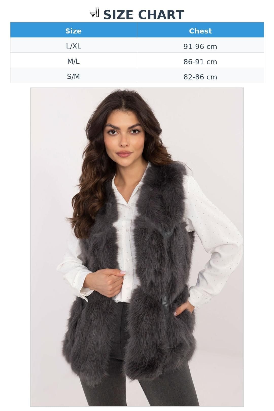 Love Lace Love Lace Women's Faux Fur Slip Pocket Vest with Lined Comfort in Grey - 4