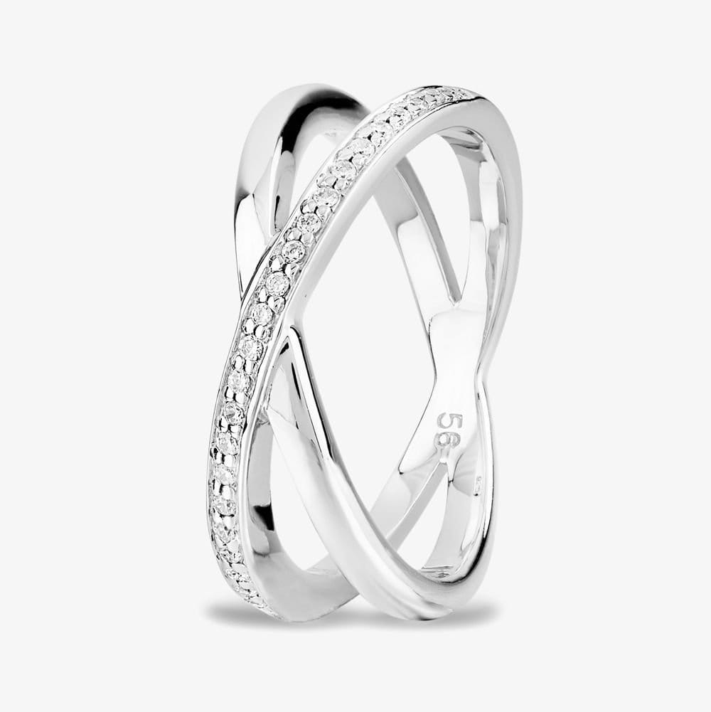 Rosa Lea Rosa Lea Women's Double Crossover Half-Eternity Ring BJ-R2786C 58 in Silver - 1