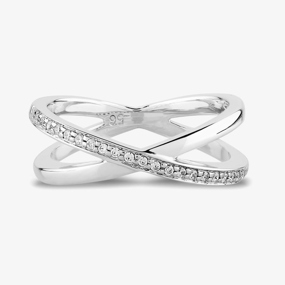 Rosa Lea Rosa Lea Women's Double Crossover Half-Eternity Ring BJ-R2786C 58 in Silver - 2