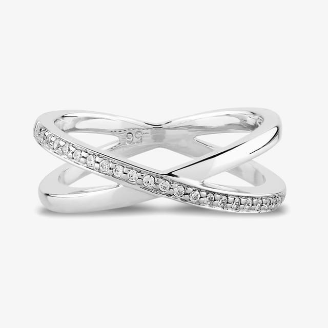 Rosa Lea Rosa Lea Women's Double Crossover Half-Eternity Ring BJ-R2786C 58 in Silver - 2