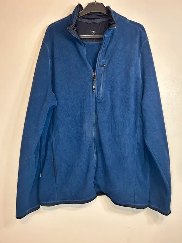 Marks & Spencer M&S Blue Fleece Jacket 2XL – Half Zip Pullover – Warm & Casual