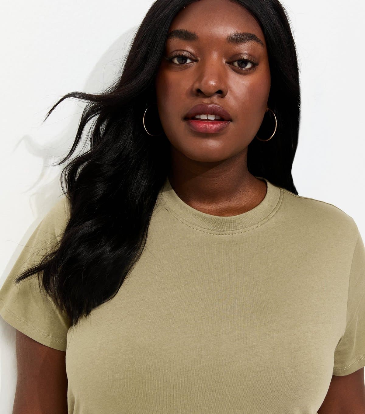 New Look Women's Plus Size Light Khaki Crew Neck T-Shirt Curves New Look