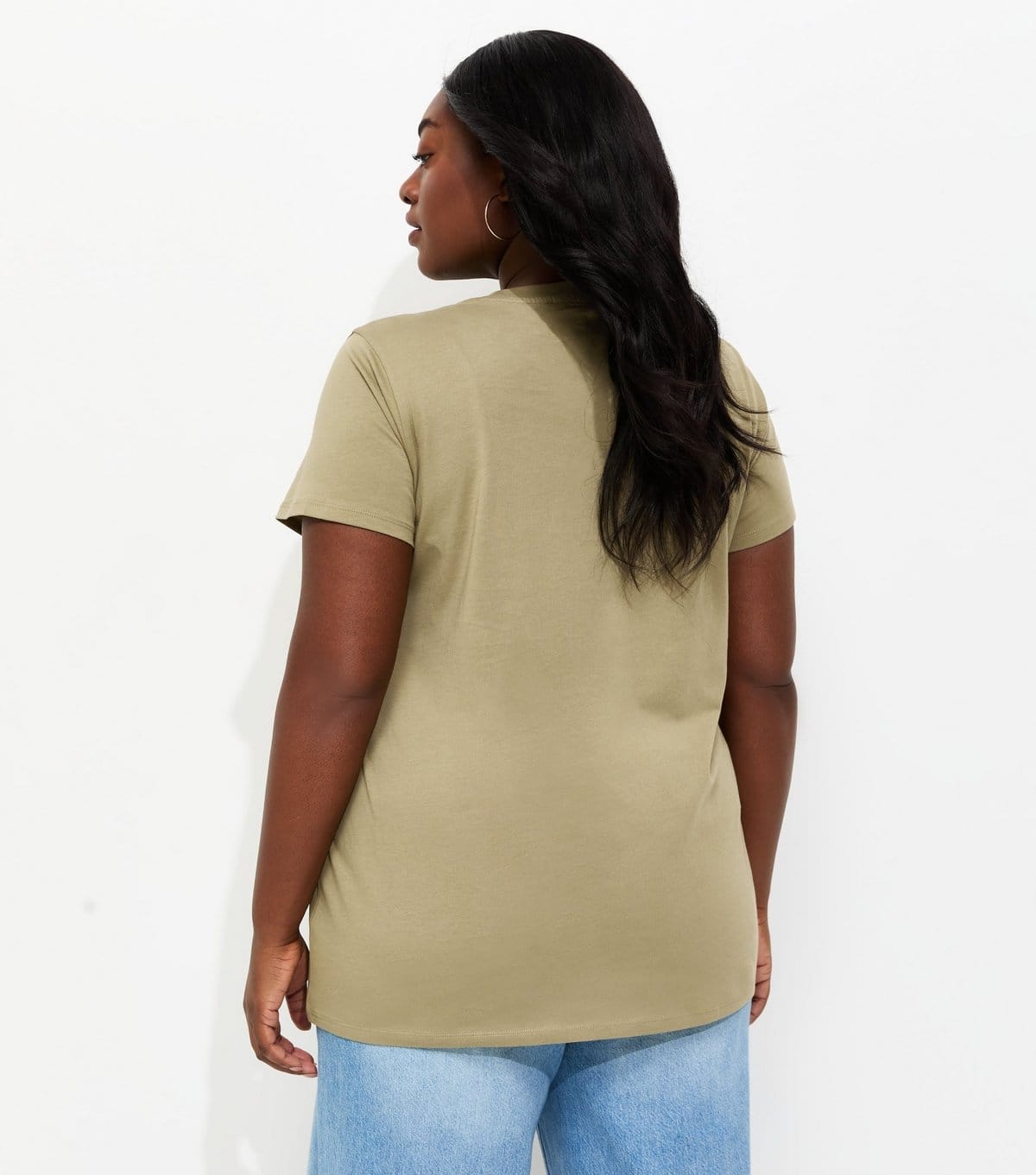 New Look Women's Plus Size Light Khaki Crew Neck T-Shirt Curves New Look - 4