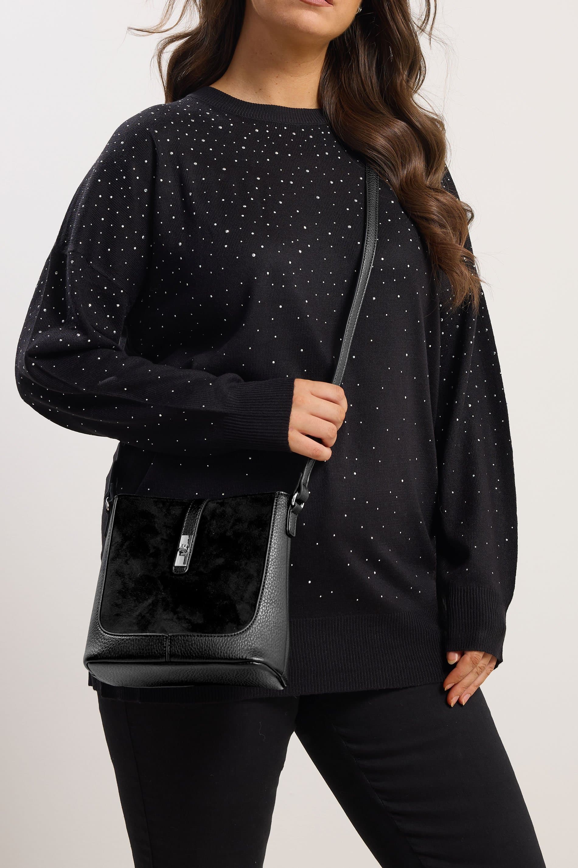 Yours Black Faux Suede Cross Body Bag