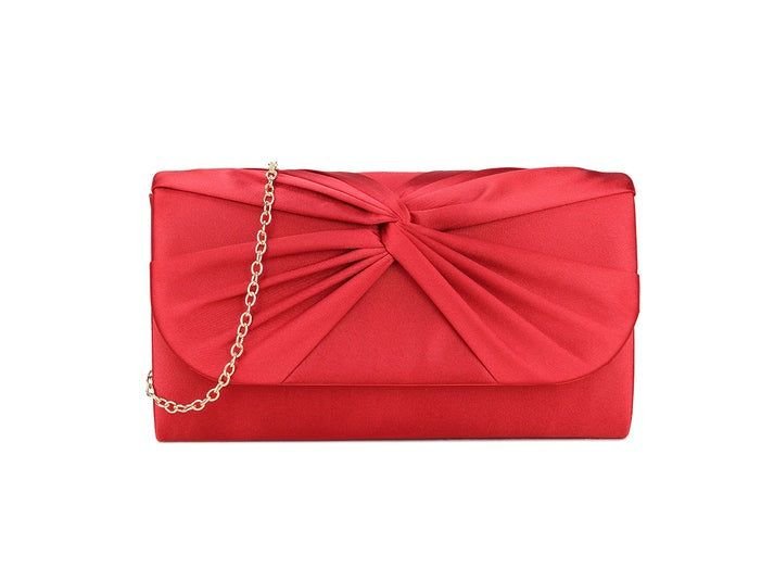 SVNX SVNX Women's Ruched Satin Clutch in Red - 1