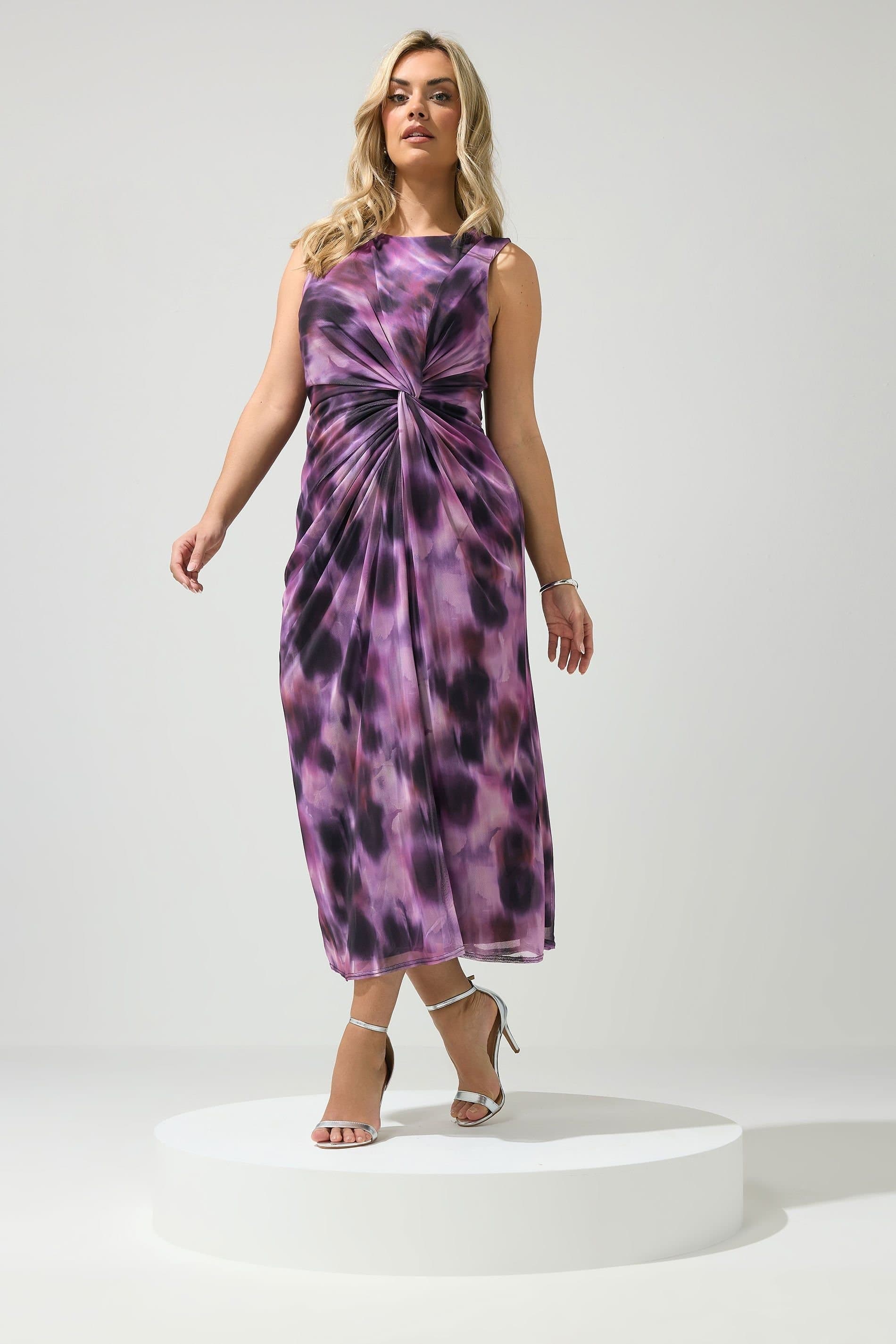 Yours Yours Women's Abstract Twist Maxi Dress in Purple