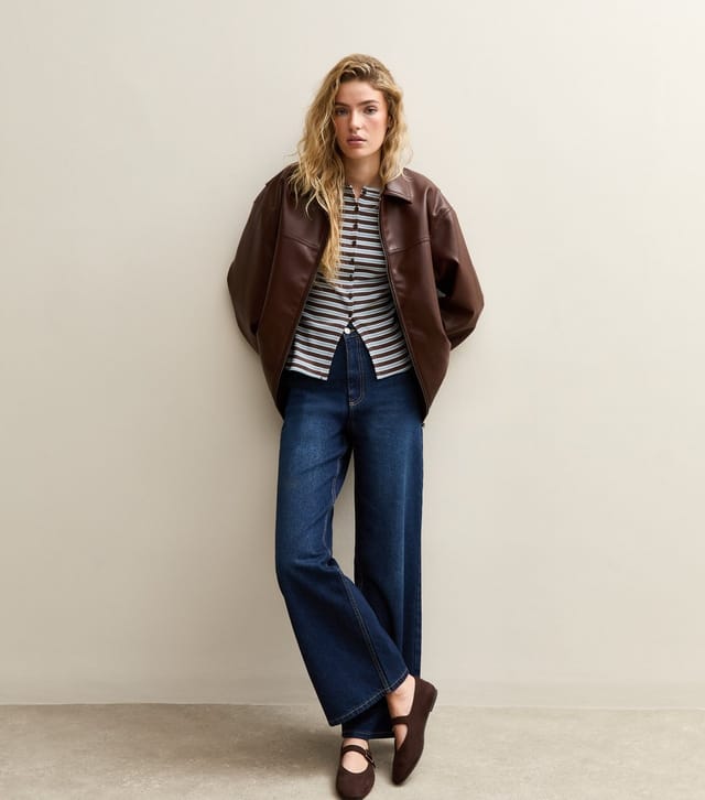 New Look Women's Blue Striped Crew Neck Cardigan New Look - 2