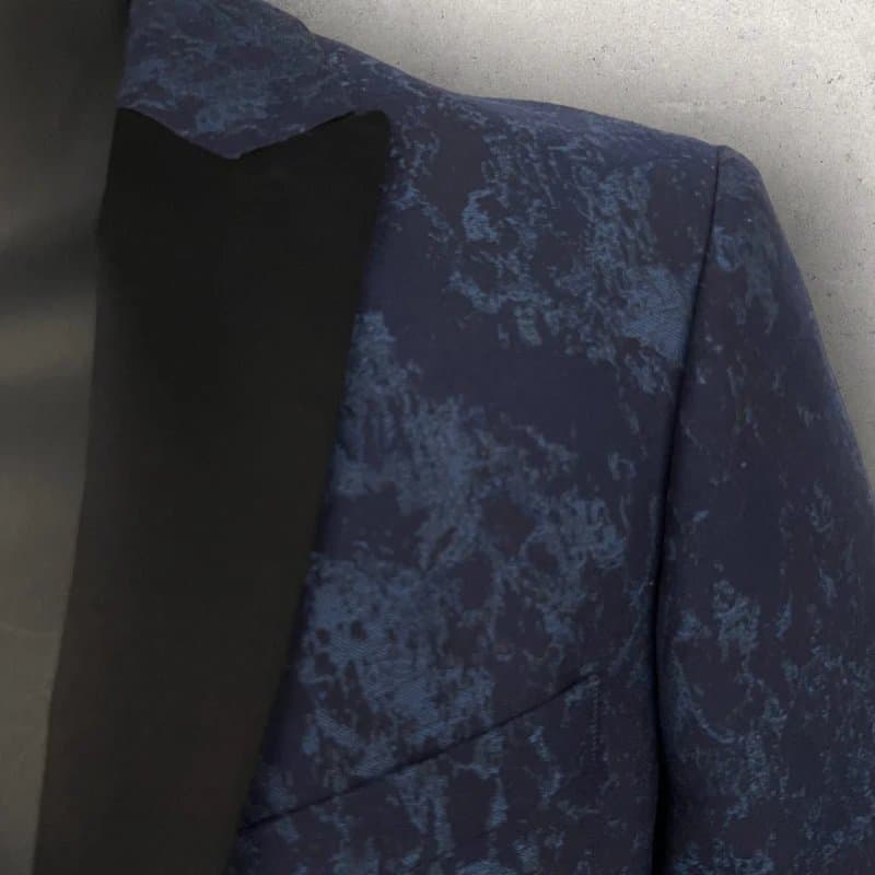 Marks & Spencer M&S Collection Mens Navy Jacquard Slim Fit Tuxedo Jacket Blazer Long Chest 36"