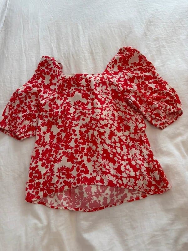 Mint Velvet Mint Velvet red top uk 6 floral elizabeth knot detail RRP £69