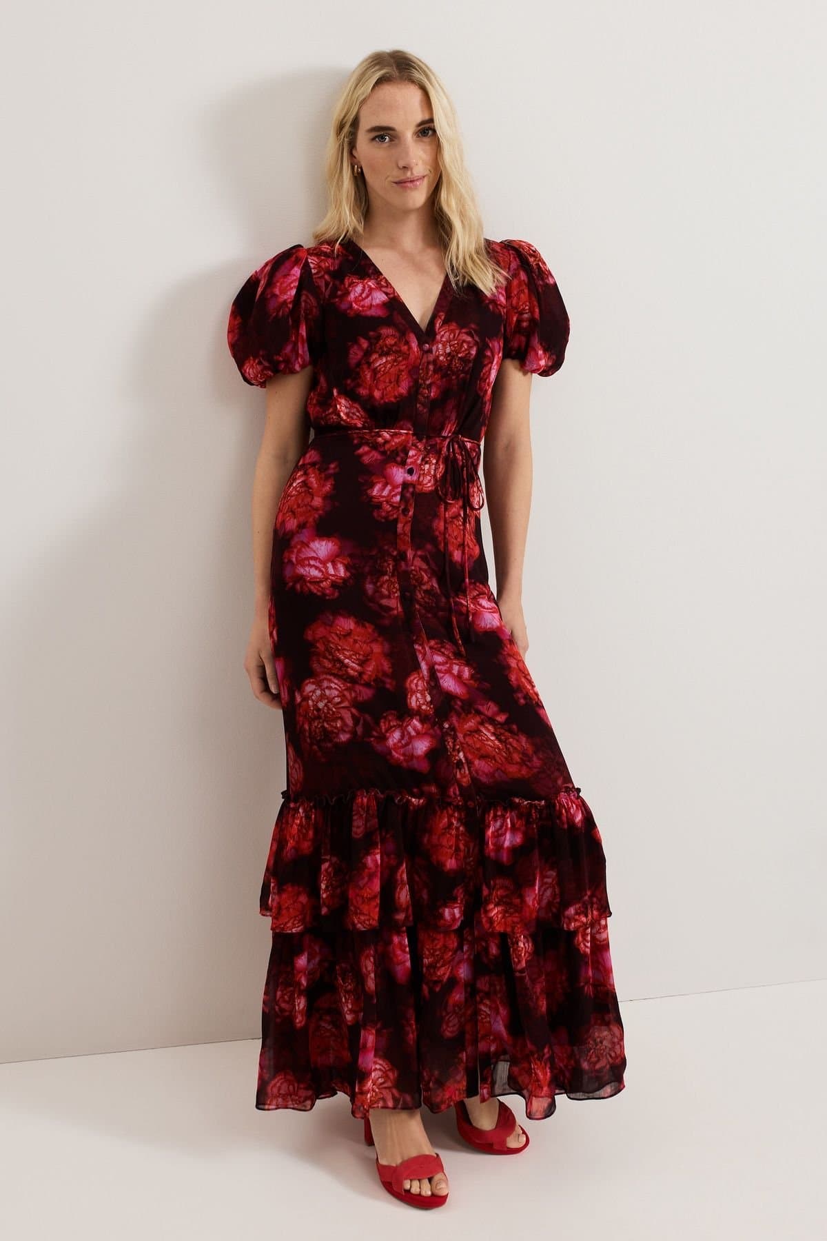 Phase Eight Phase Eight Women's Amaris Floral Dress in Wine