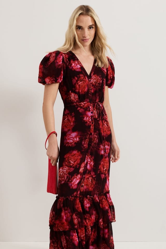 Phase Eight Phase Eight Women's Amaris Floral Dress in Wine - 3