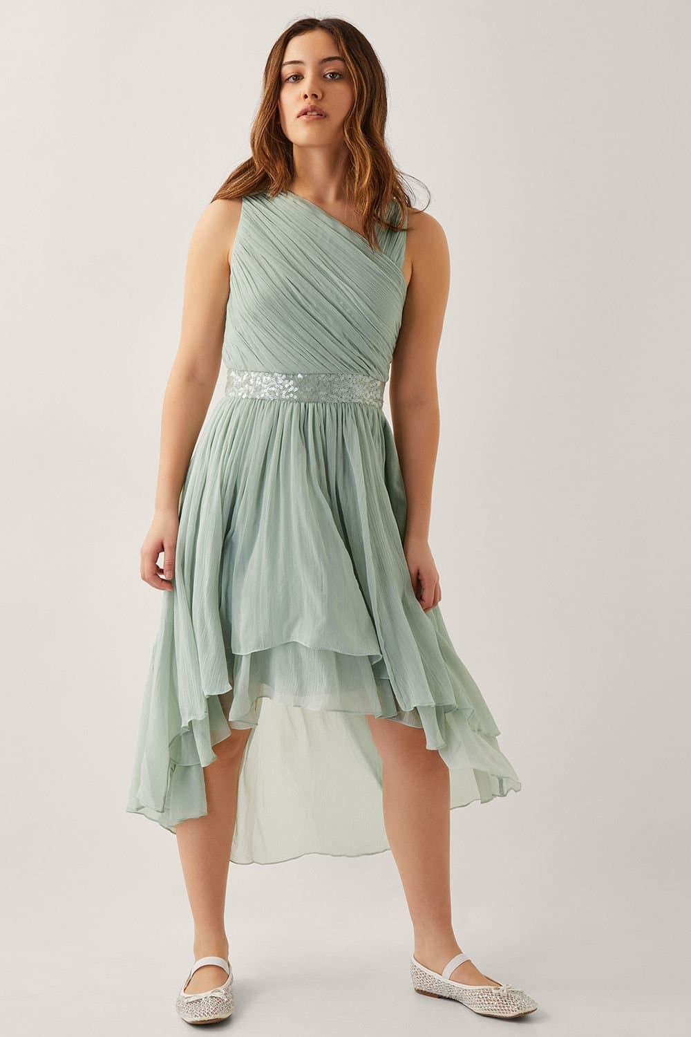 Monsoon Monsoon Women's Abigail One-Shoulder Prom Dress Blue in Green