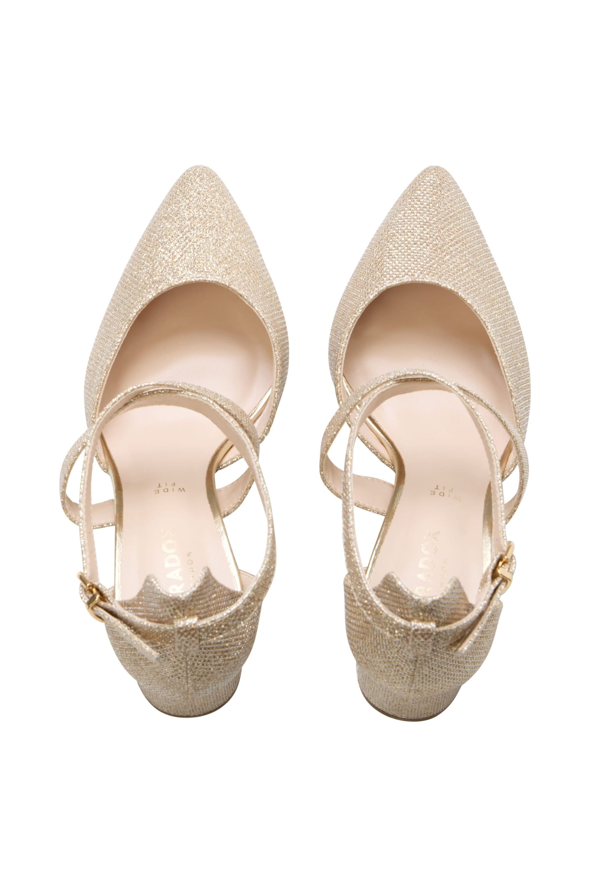 Paradox London Paradox London Women's Filippa' Wide Fit Block Heel Open Court Shoes in Gold - 4