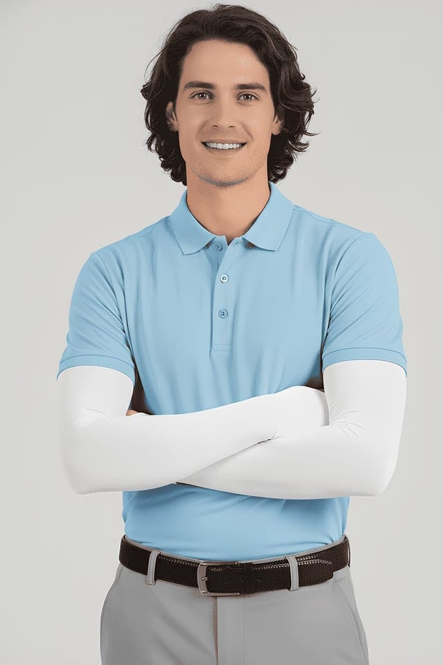 Anniou Anniou Men's Golf Arm Sleeves UPF 50+ in White - 3