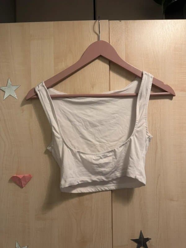 Bershka white cropped backless top