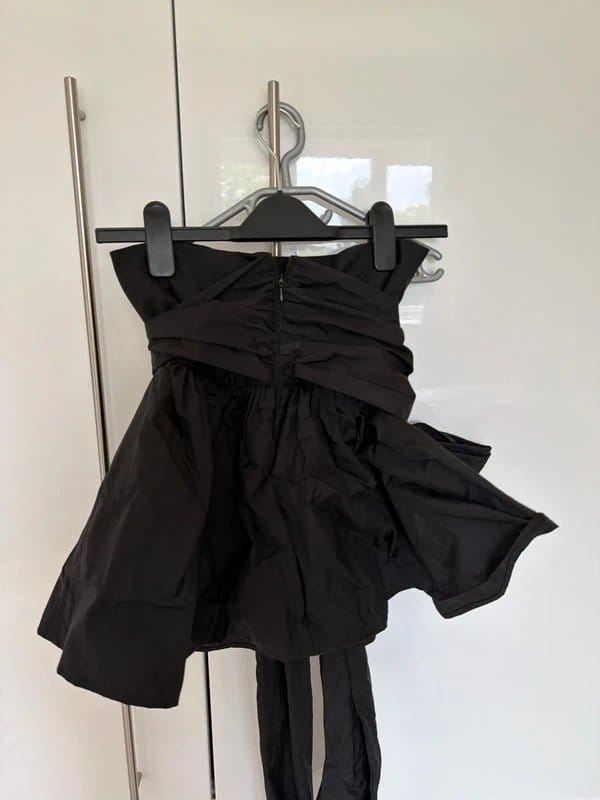 Zara Black Satin Bow Mini Skirt