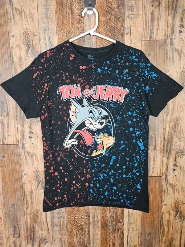 Tom and Jerry Tom and Jerry T Shirt Black Graphic Cartoon Tee 2019 Mens Medium