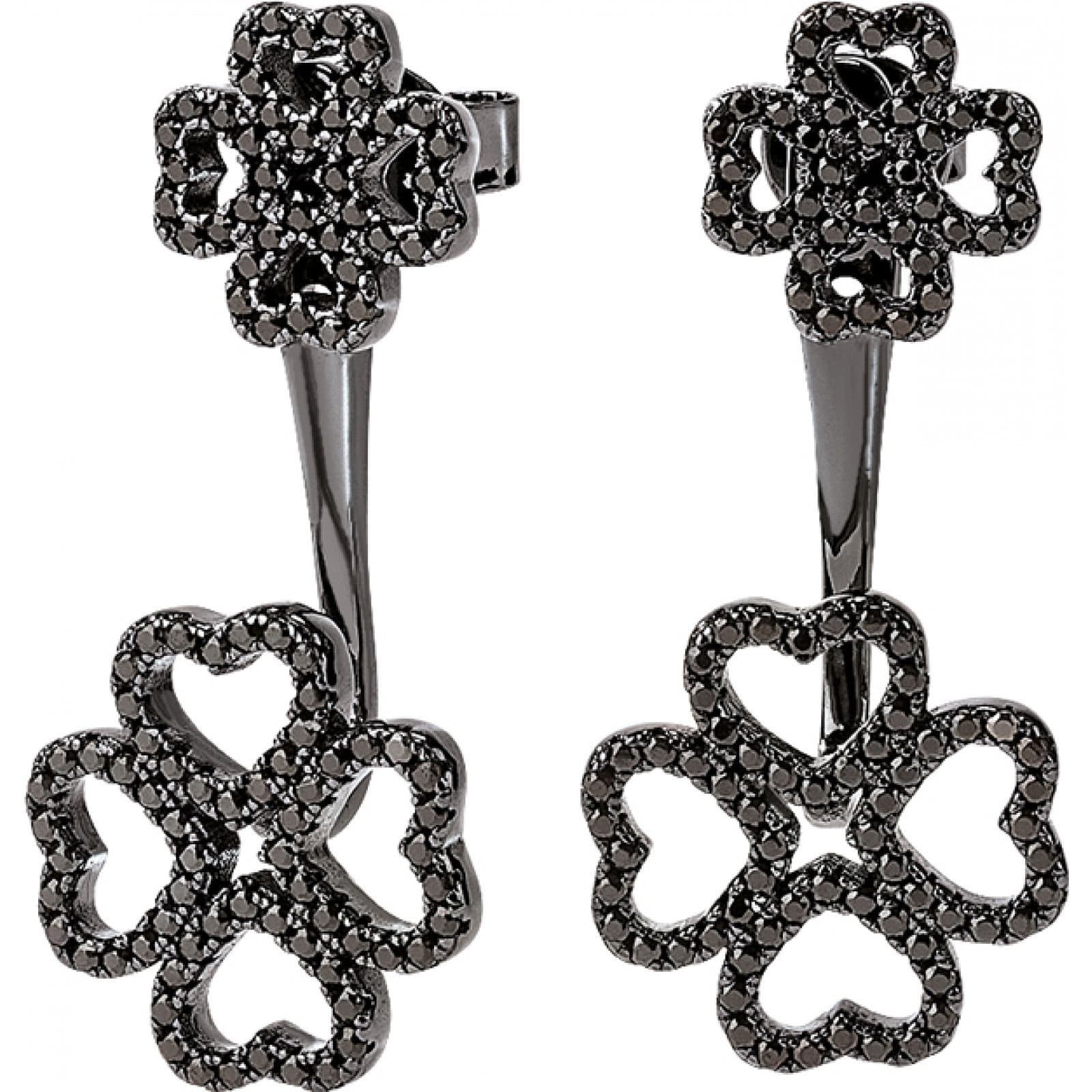 Folli Follie Folli Follie Black Diamond Clover Earrings