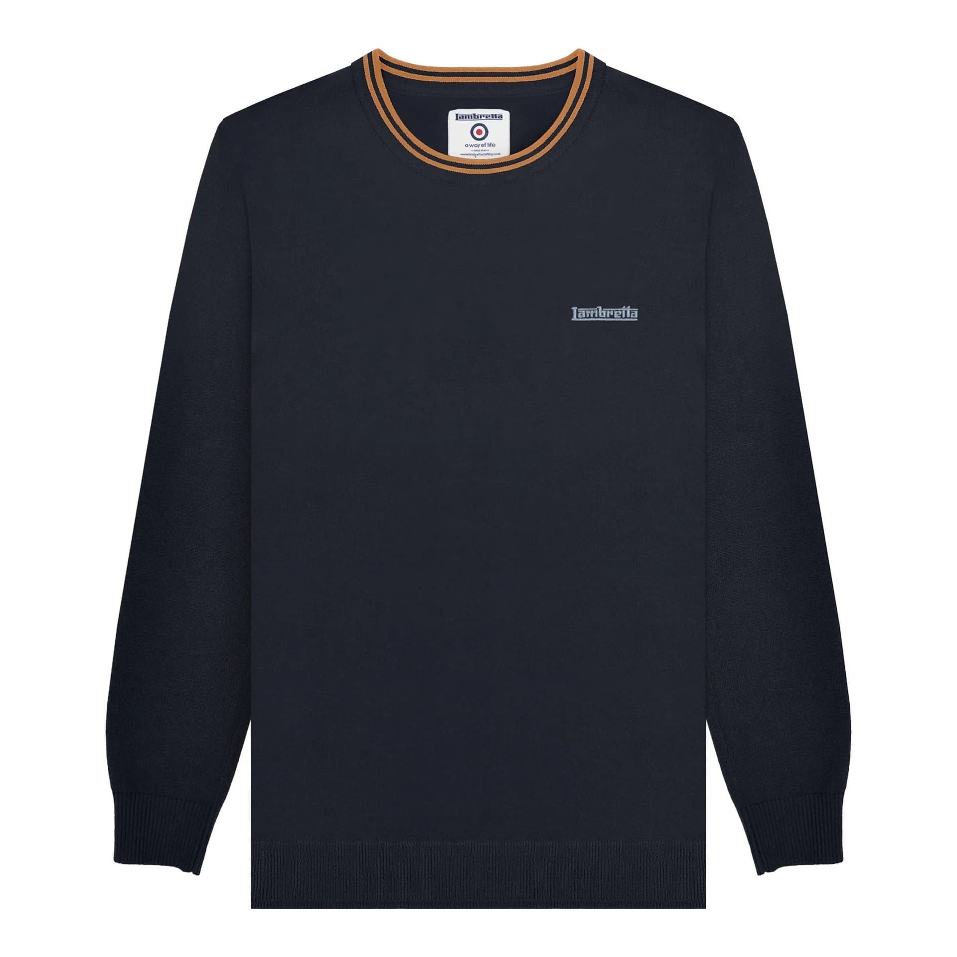 Lambretta Lambretta Men's Knitted Tipped Jumper in Mid Navy