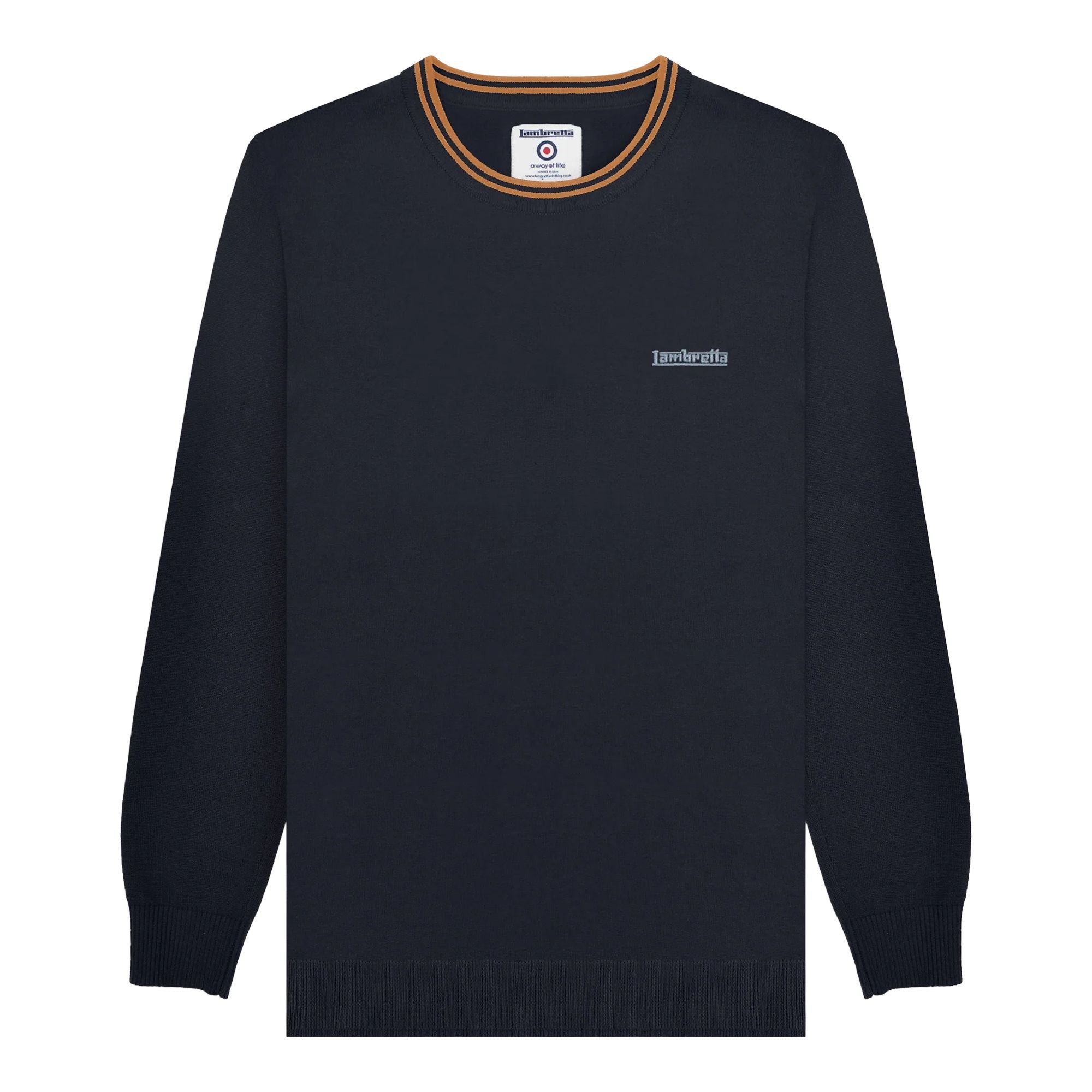 Lambretta Lambretta Men's Knitted Tipped Jumper in Mid Navy - 4