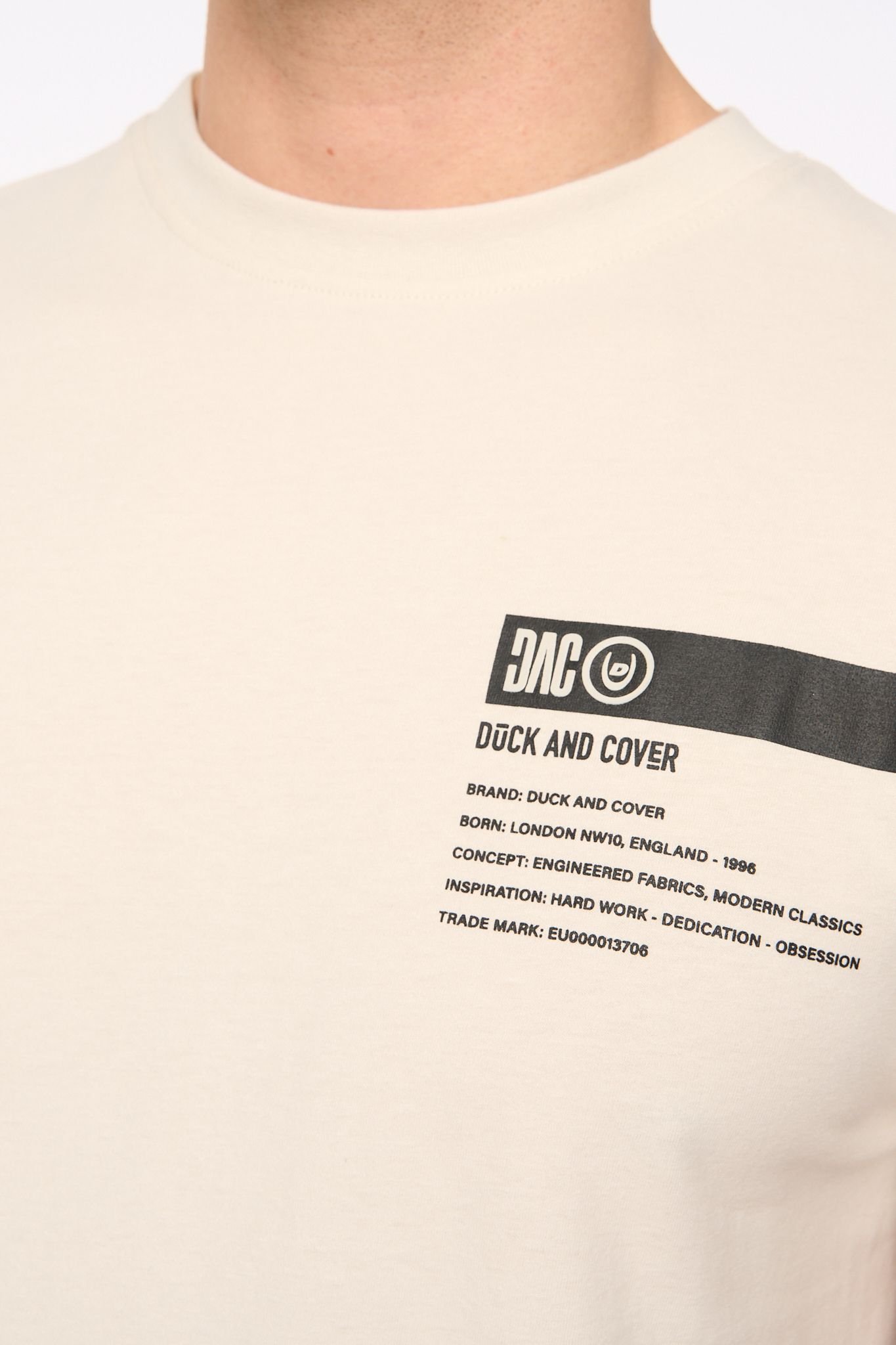 Duck and Cover Duck and Cover Men's Tatick Premium T-Shirt with Raised Chest Graphic in Light Stone - 4