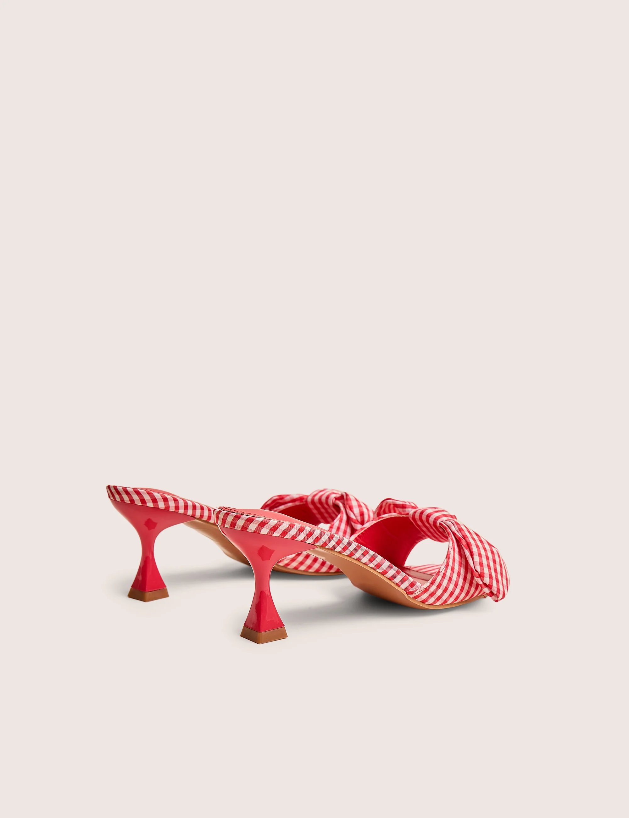 Public Desire Soleil Red Gingham Bow Mule Square Toe Mid Heels - 3