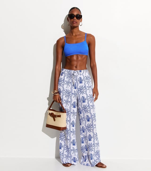 New Look Women's Blue Texture Crop Bikini Top New Look - 3
