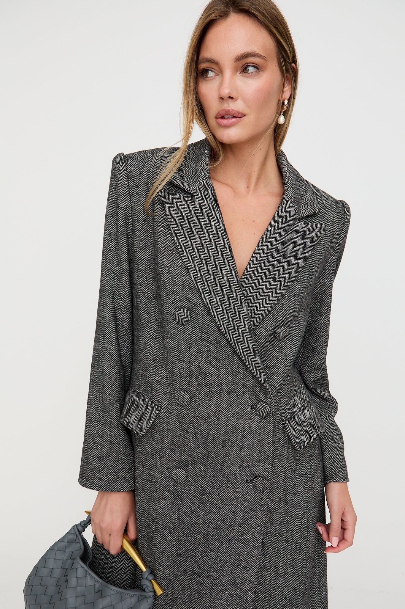Lily and Lionel Lily and Lionel Women's Jakki Tailored Herringbone Coat In Grey - 2