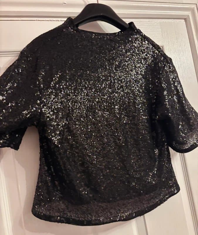 H&M H and m black sequin statement wedding party lined top 10-12-14 small same day post