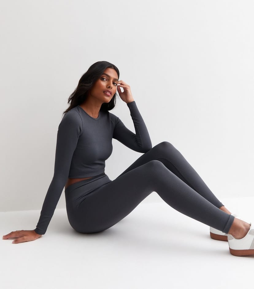 New Look Women's Dark Grey Seamless Leggings New Look - 1