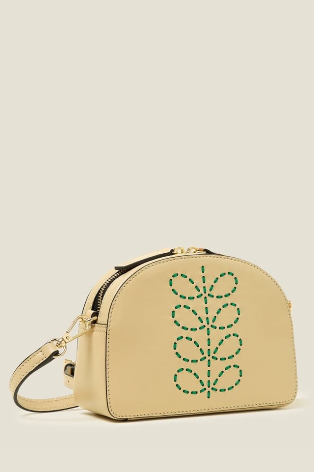 Orla Kiely Orla Kiely Women's Babaluna Leather Crossbody - Whipstitch Stem Cream in Beige - 2